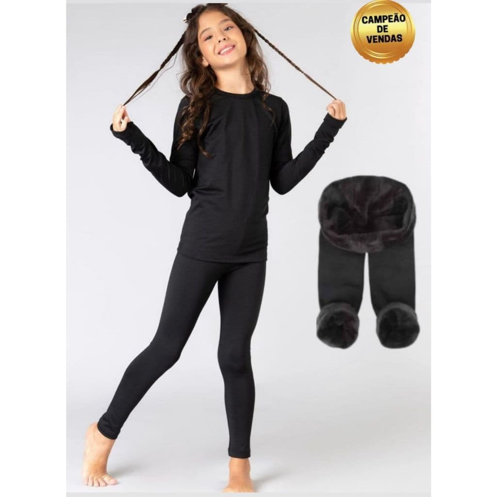 Legging Flanelada INFANTIL peluciada por dentro, legging JUVENIL térmica cintura alta ideal para DIA A DIA L