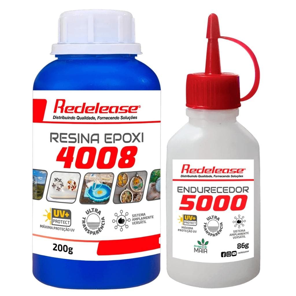 Resina Redelease Epoxi 4008 Baixa Viscosidade ULTRA TRANSPARENTE e Proteção UV Com Endurecedor (286 g)