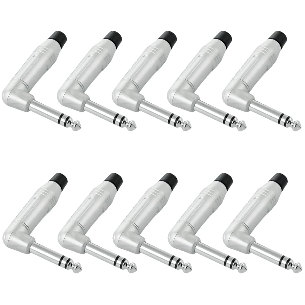 Kit 10 Plug P10 L 90 Graus Stereo Prof Macho De Cabo P10 90º