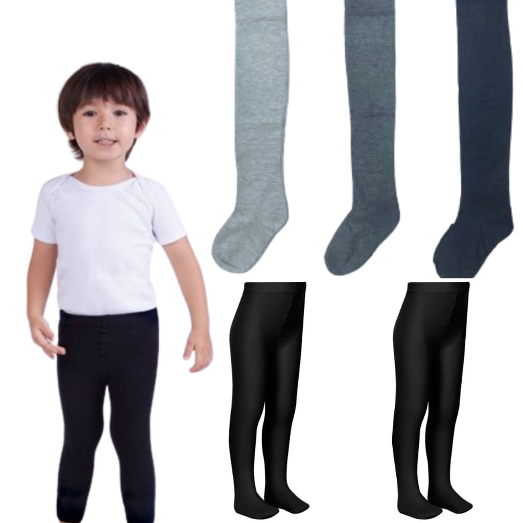 Meia Calça Infantil  Para Inverno Preta Diversas Cores Menino Kids Algodão