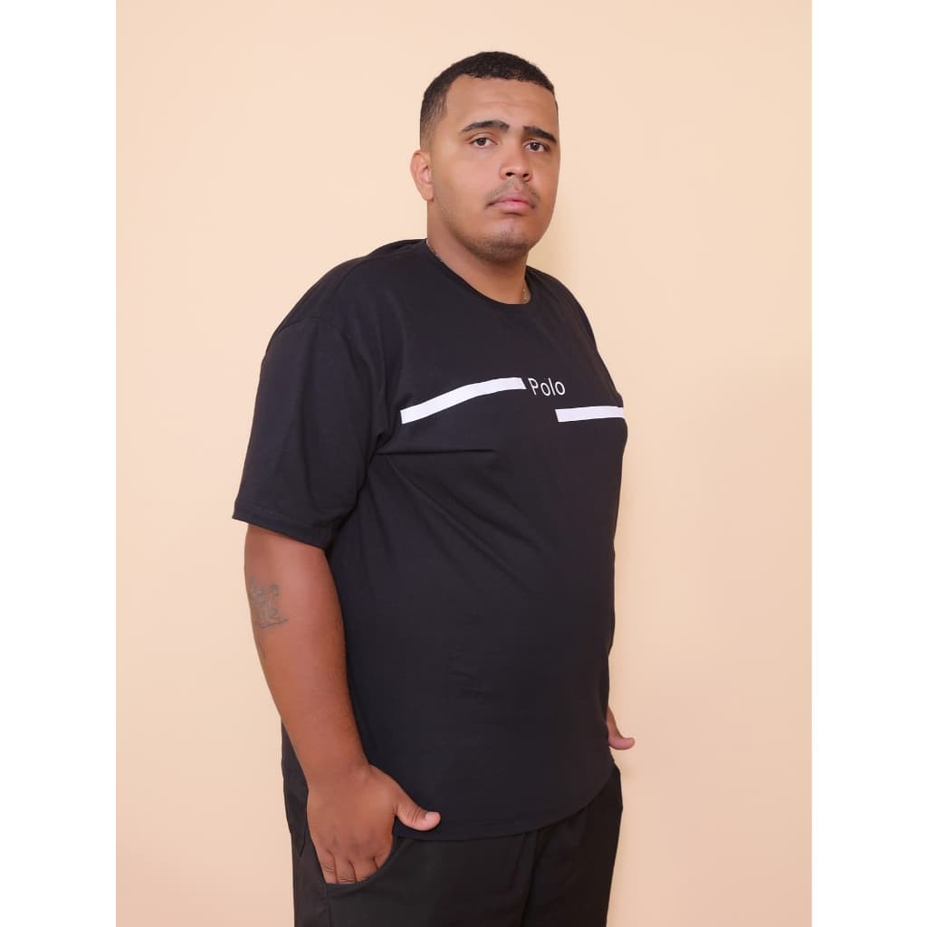 Camiseta Grande Masculina Polo Basica Gola Redonda Lisa Plus size Extra GG G1 G2 G3 manga curta algodao