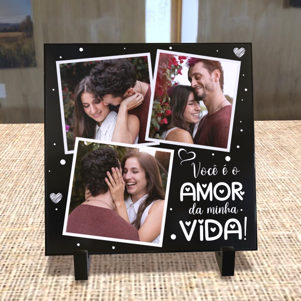 Azulejo com Foto Presente para Namorado, Casal