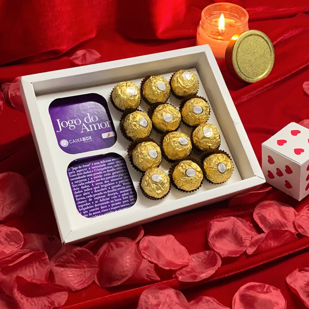 Caixa de bombom e Jogo do Amor, Tabuleiro Erótico para Presente de dia dos namorados, Aniversário
