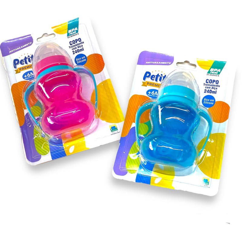 Copo Antivazamento com Alça Bico Silicone e Tampa 240ml Petita