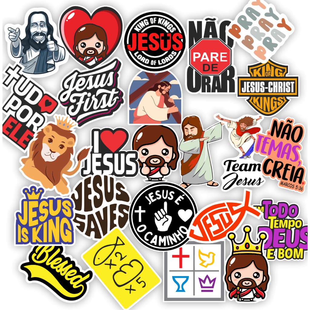 Cartela Adesivo Vinil Cristão Gospel Jesus Biblia carro moto notebook bicicleta U07