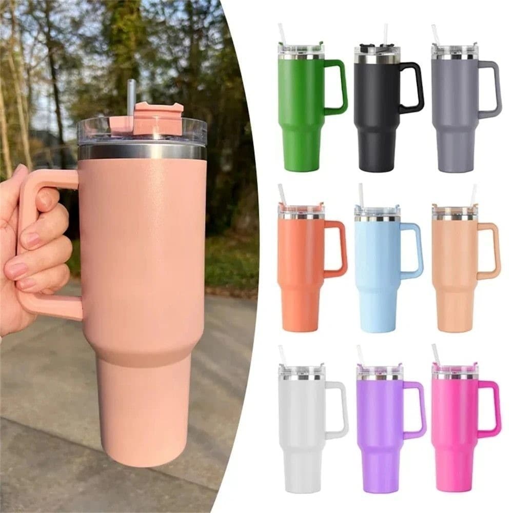 Caneca Garrafa copo Térmico 1200ml 1.2 litroS Estilo Capacidade Tampa Antivazamento Canudo Plástico