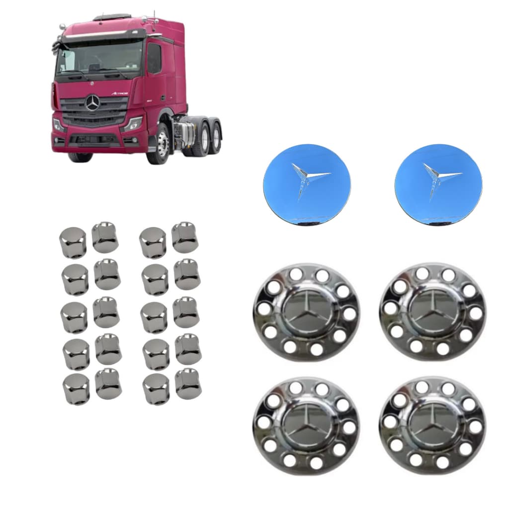 Sobre Tampas Aplique Cubo Cromado Caminhao Mercedes Mb Actros Traçado Novo