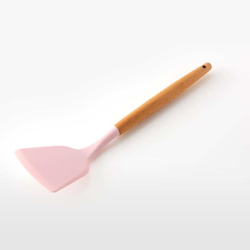 Kit C/12 Pçs Utensílios De Cozinha Colheres Espatula Silicone Cabo Madeira Decoração Promoção