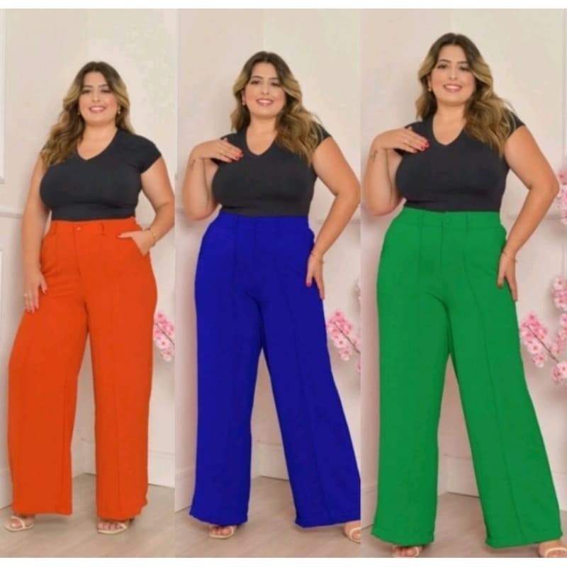 Calça Feminina Pantalona Com BOTAO Tecido Duna PLUS SIZE GG G1 G2 G3 【03】