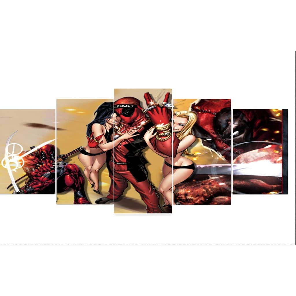 Quadro Personalizado Deadpool Mosaico 5 Peças