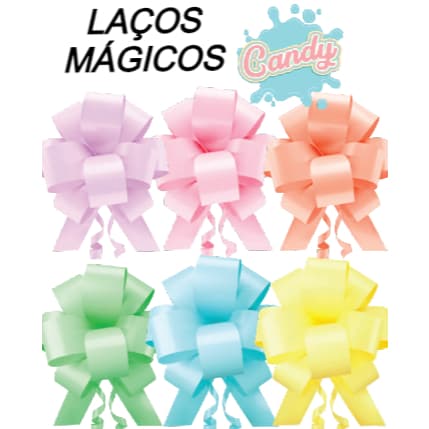 Laço  Mágico Pronto 10 unidades Para Presente e Embalagens Cores  Candy Flor Médio e Grande