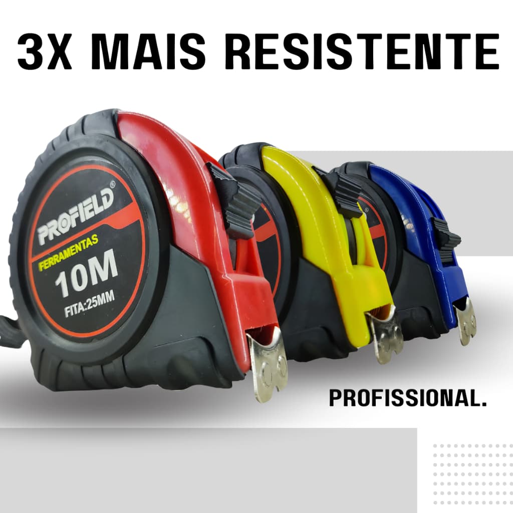 Trena Profissional Emborrachada 10m 7,5m 5m 3m Amarela, Azul, Vermelha, Imantada c/ Trava Metros