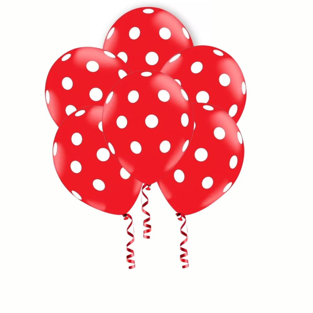 25 Unidades Balão Bexiga Minnie Bolinhas brancas Número 9 Polegadas para Festas e Comemorações