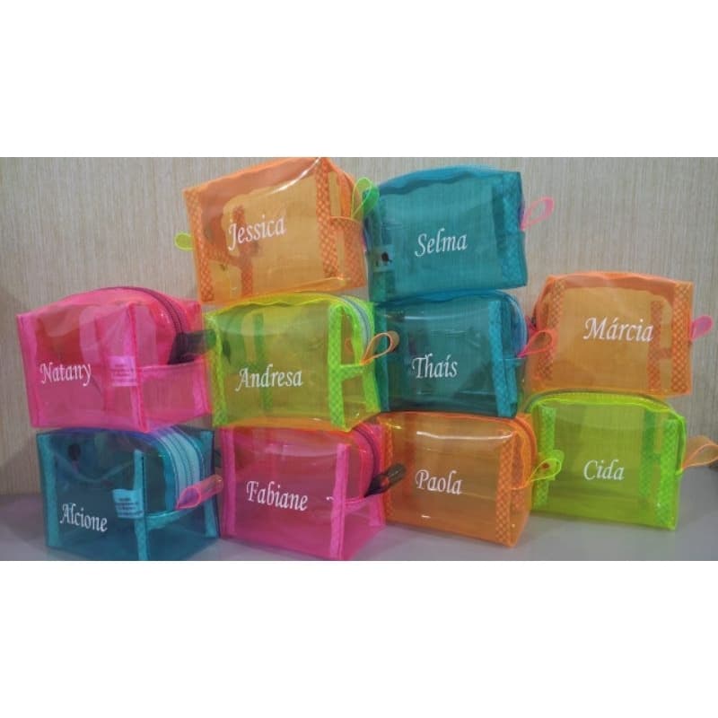 Nécessaire Plástico Cristal Color Mini Personalização c/3