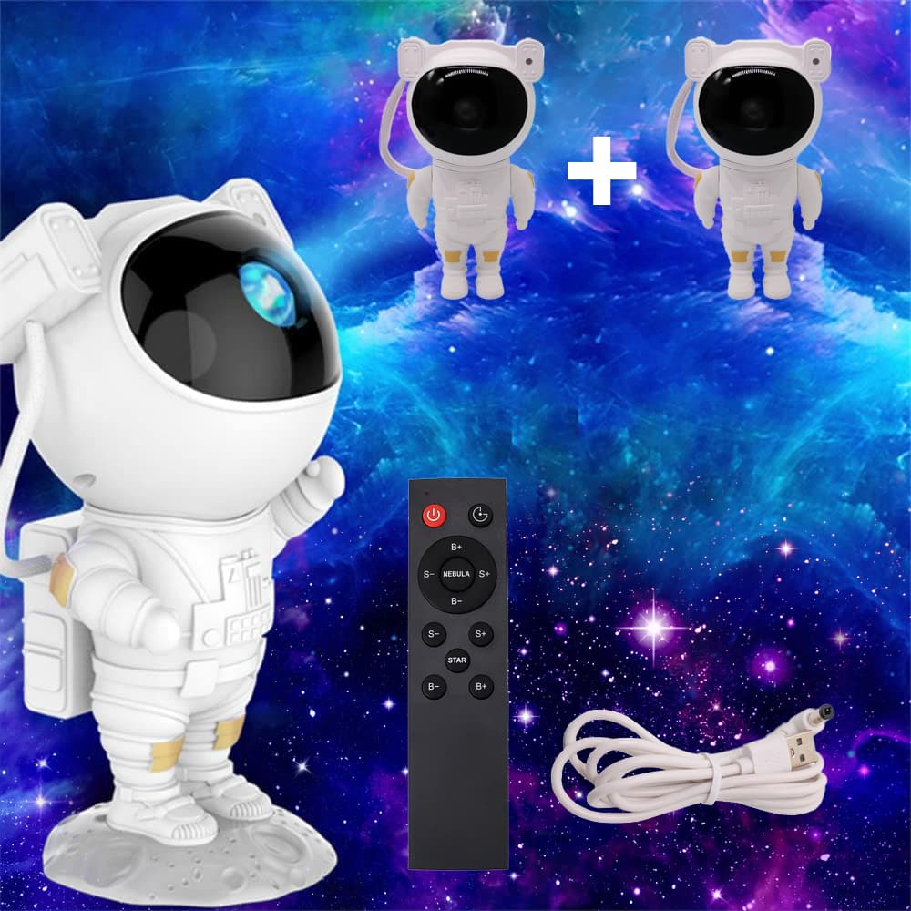 Projetor Luz Noturna Luminária Astronauta Projeto Galáxia Led Nebulosa Estrelado Com Controle