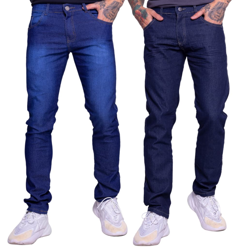 Kit 2 Calça Jeans Masculina Lycra Slim Elastano