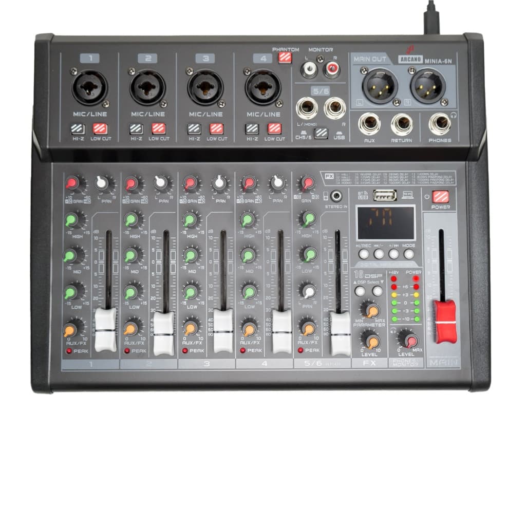 MESA DE SOM 6 CANAIS E INTERFACE ARCANO MINIA-6N