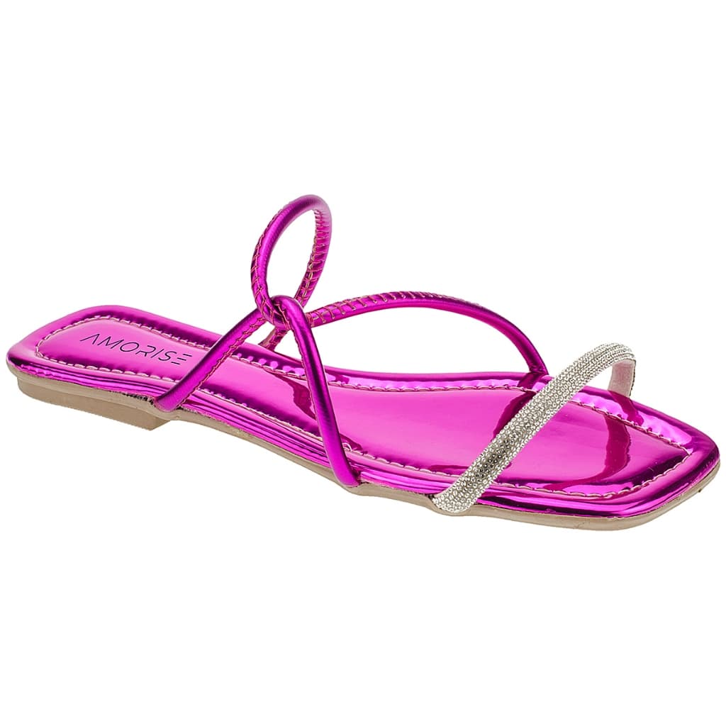 Rasteirinha Feminina Sandalia Slides Brilho Verão Amorise