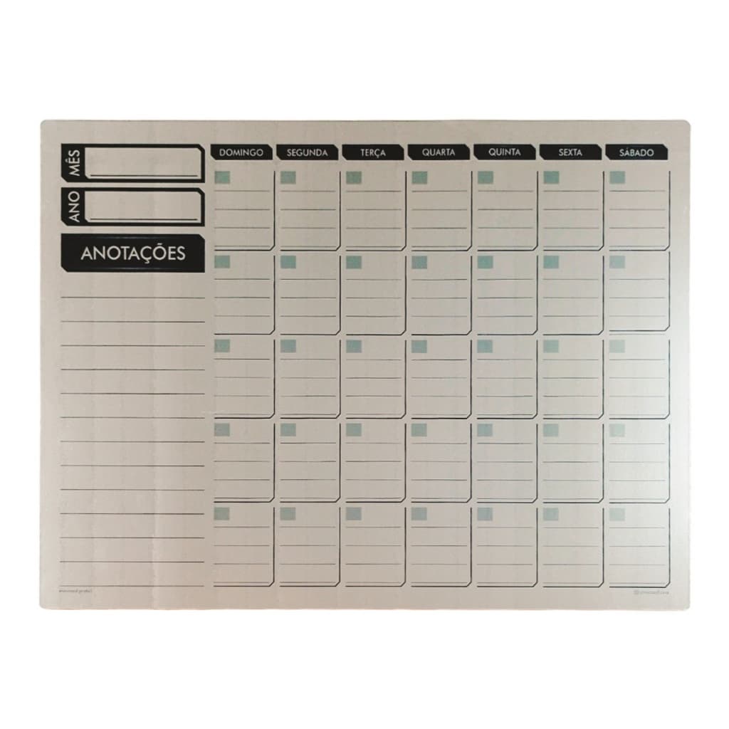 Quadro Planejamento Prateado 67 X 50cm Planner Mensal Prata
