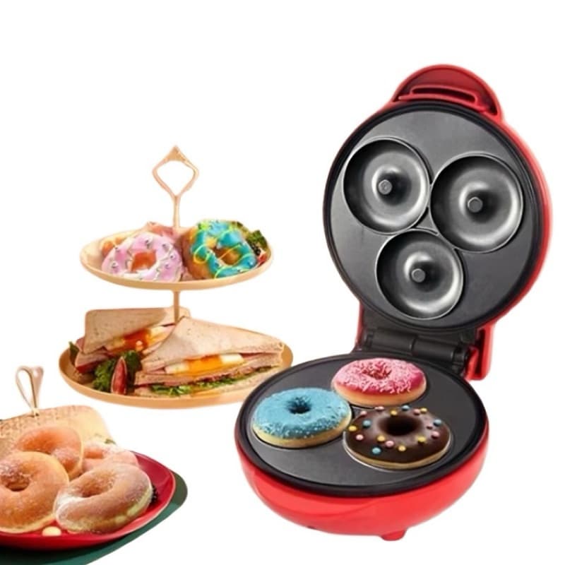 Mini Máquina de Fazer Donuts Rosquinhas Waffle Confeitaria Culinária