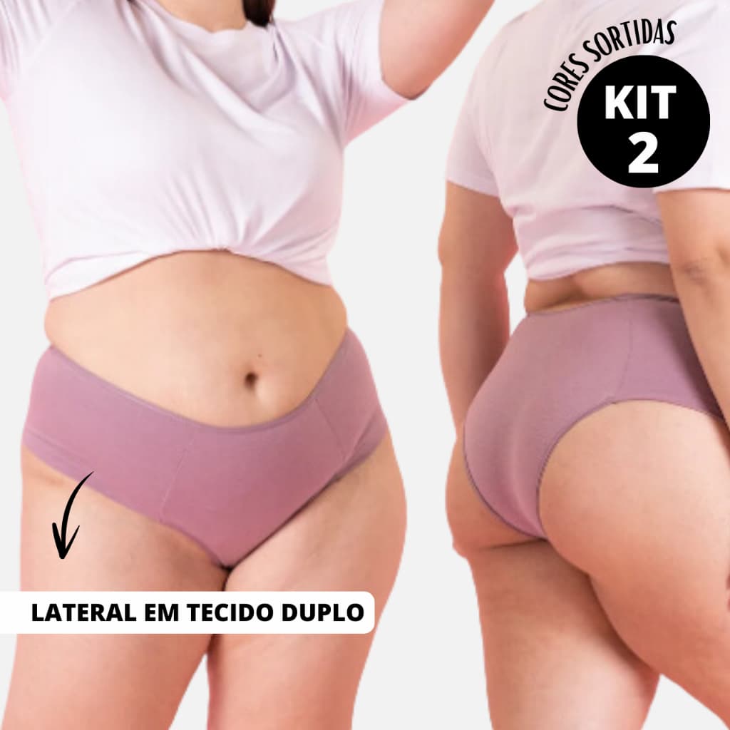Kit 2 Calcinhas Cintura Alta Pala Dupla Cós Alto Ultra Conforto Segura Barriga Gestante Pós-Parto