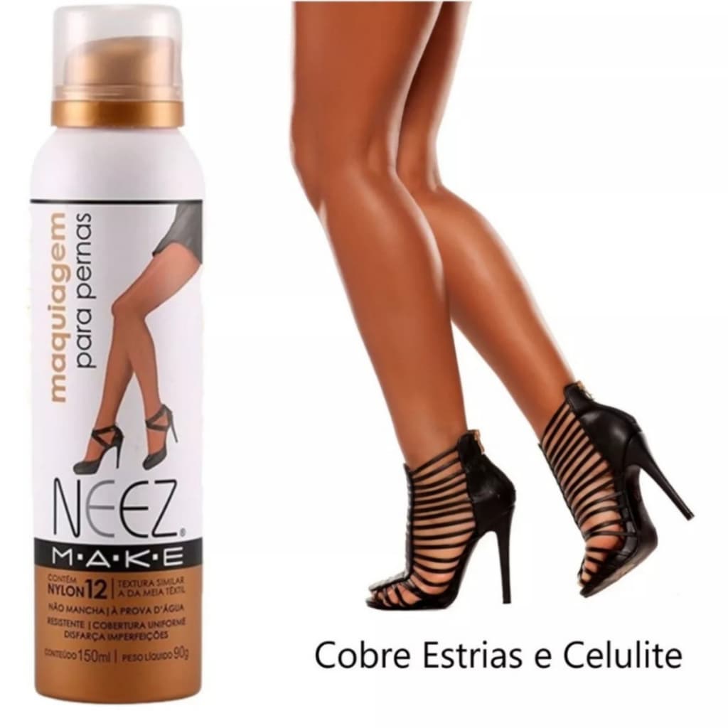 Spray Maquiagem Para Perna Esconde Estrias e Celulite 150ml Neez Cor Morena Média