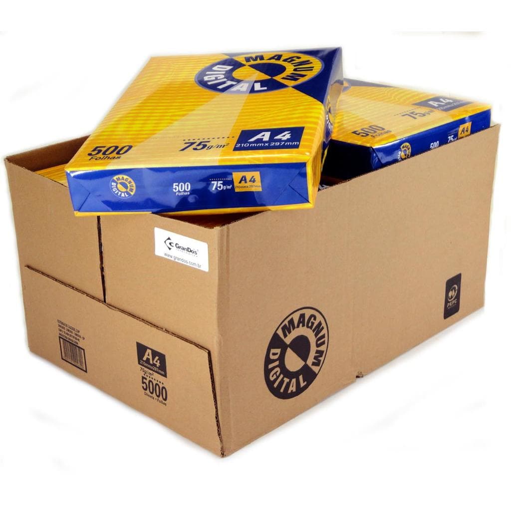 Caixa Papel Sulfite Magnum A4 75gr 10 Resmas 500 Folhas