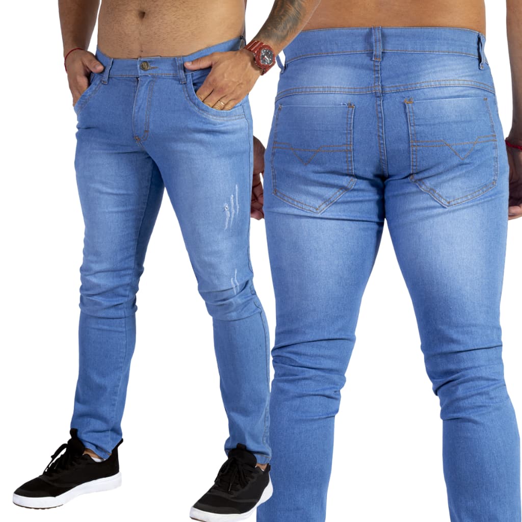 Calça Jeans Masculina Slim Premium com Elastano Lycra