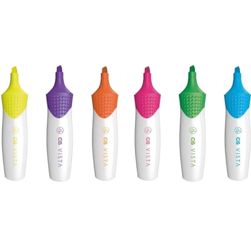 Marca Texto Cis Vista 6 Cores / Marca Texto Neon / Papelaria  / Material Escolar  / Faculdade