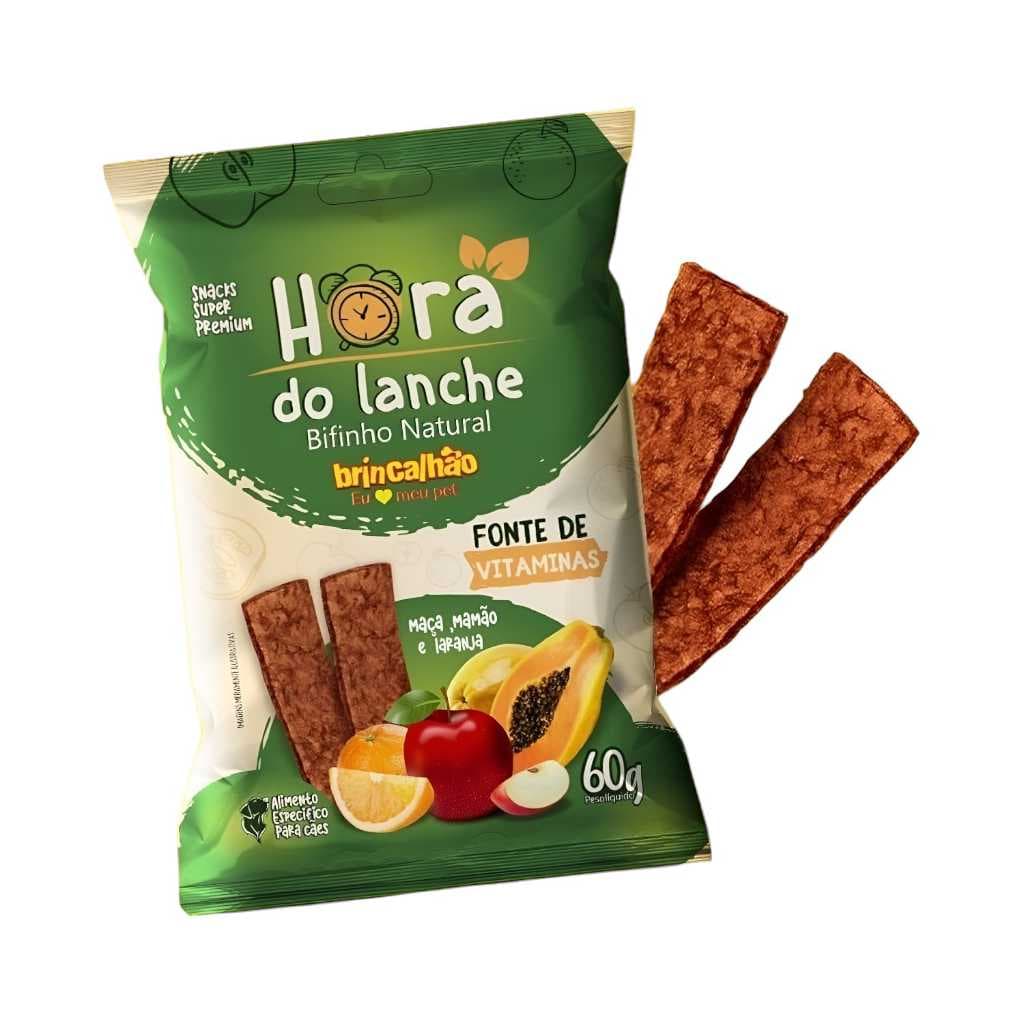 Bifinhos Petisco Cães Cachorros Hora Do Lanche 60g Brincalhão Sabor Frutas Super Premium Dog Natural
