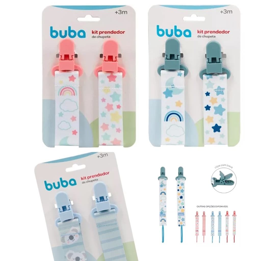 Kit 2 Prendedores De Chupeta Com Clipe - Buba Prendedor Bico
