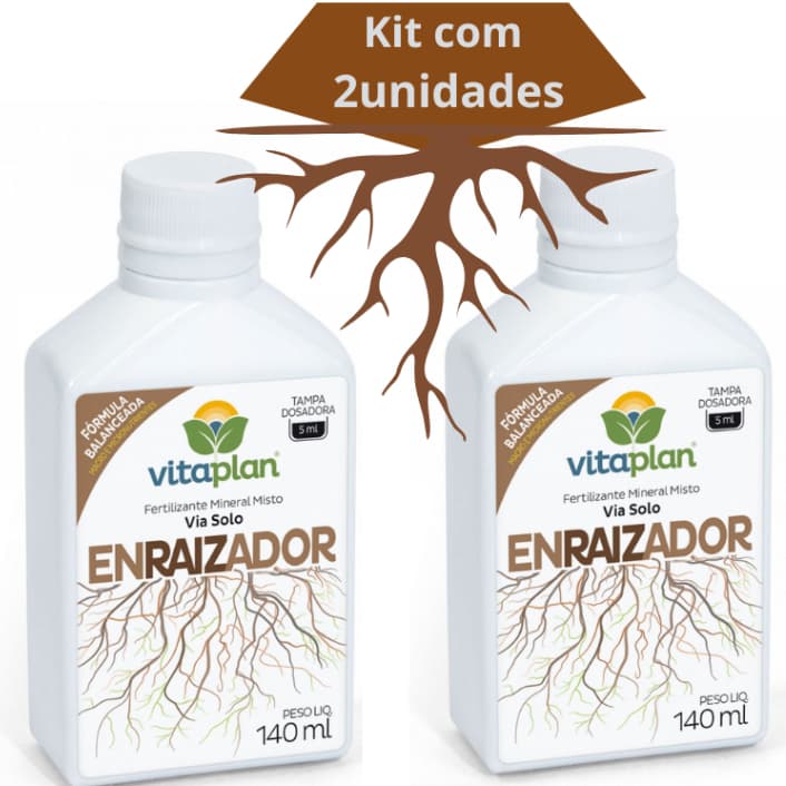 Kit com 2 Enraizadores Vitaplan – Fertilizante Mineral Misto 140 ml, Crescimento de Raízes
