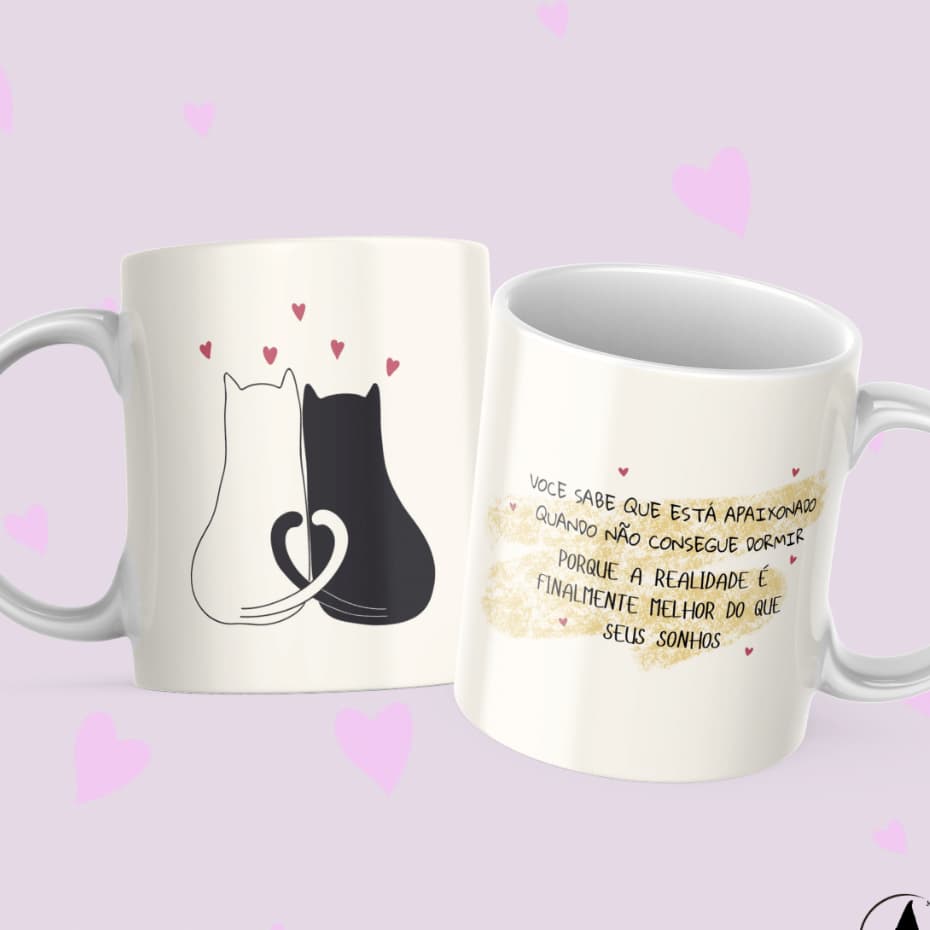 Caneca Feminina Presente Namorado Frases De Amor Gato