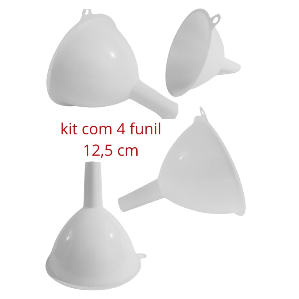 Kit com 4 Funis de Plástico Branco – 12,5 cm, Cozinha e Utilidades