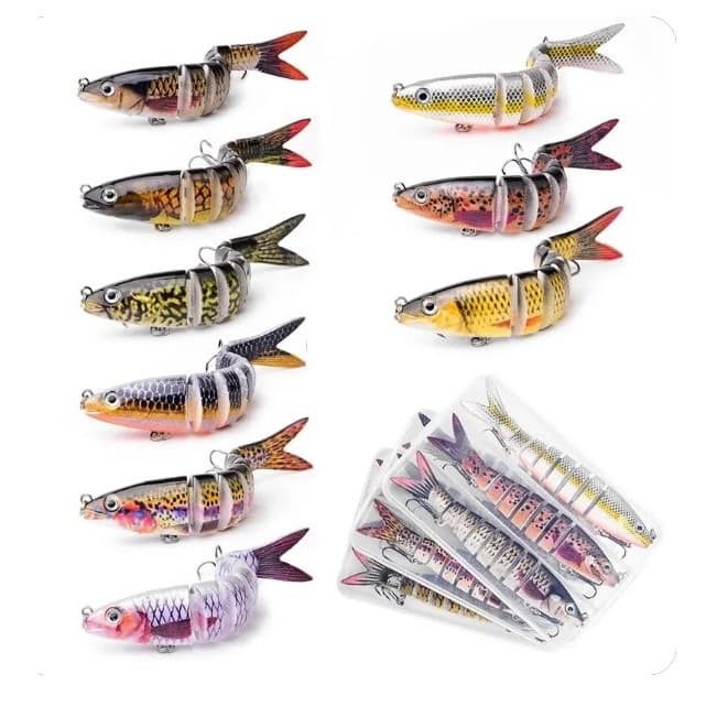 KIT COM 03 LAMBARI ARTICULADO COM 08 SEGMENTOS E 13,5CM E 19G PARA PESCA TUCUNARÉ/TRAÍRA/DOURADO