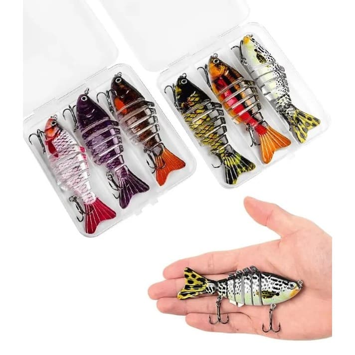 KIT COM 03 LAMBARI ARTICULADO COM 07 SEGMENTOS E 10CM E 15G PARA PESCA TUCUNARÉ/TRAÍRA/DOURADO/ROBAL