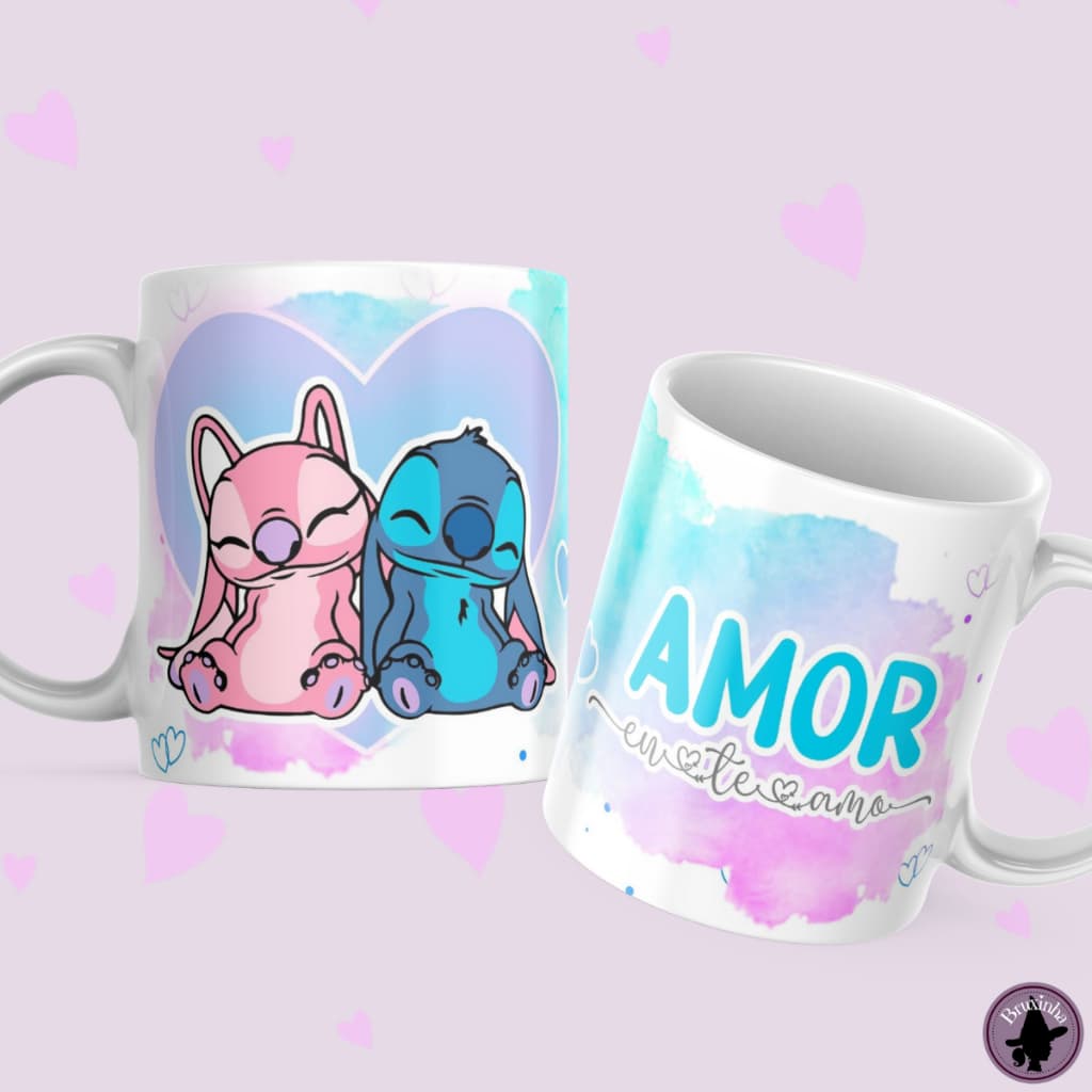 Caneca Feminina Amor Stitch Dia dos Namorados Presente  Namorada Aniversario