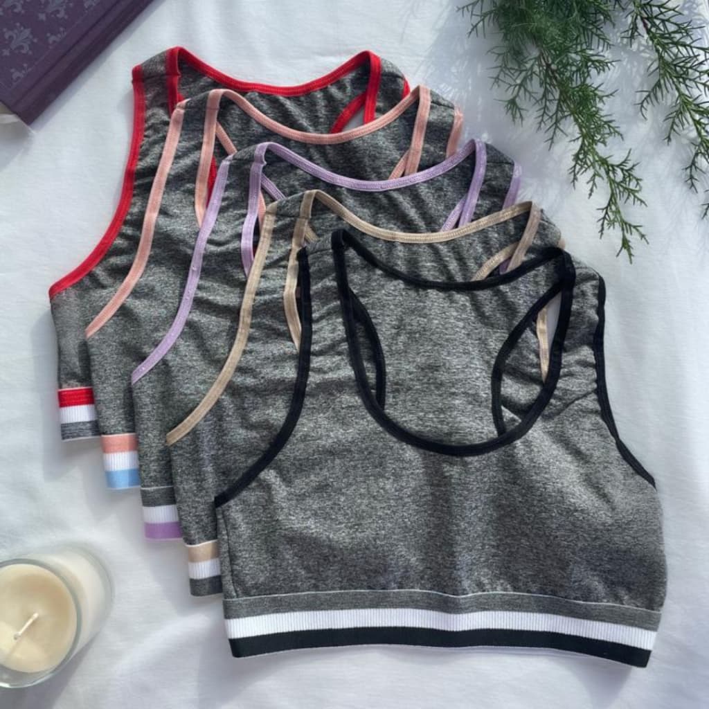 Kit 5 Top Nadador Suplex Mescla Treino Academia Yoga Fitness Feminino Cropped Musculação Pilates