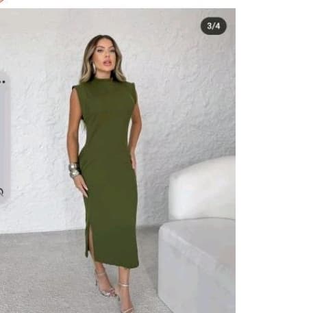 vestido longo tecido malha com fendas