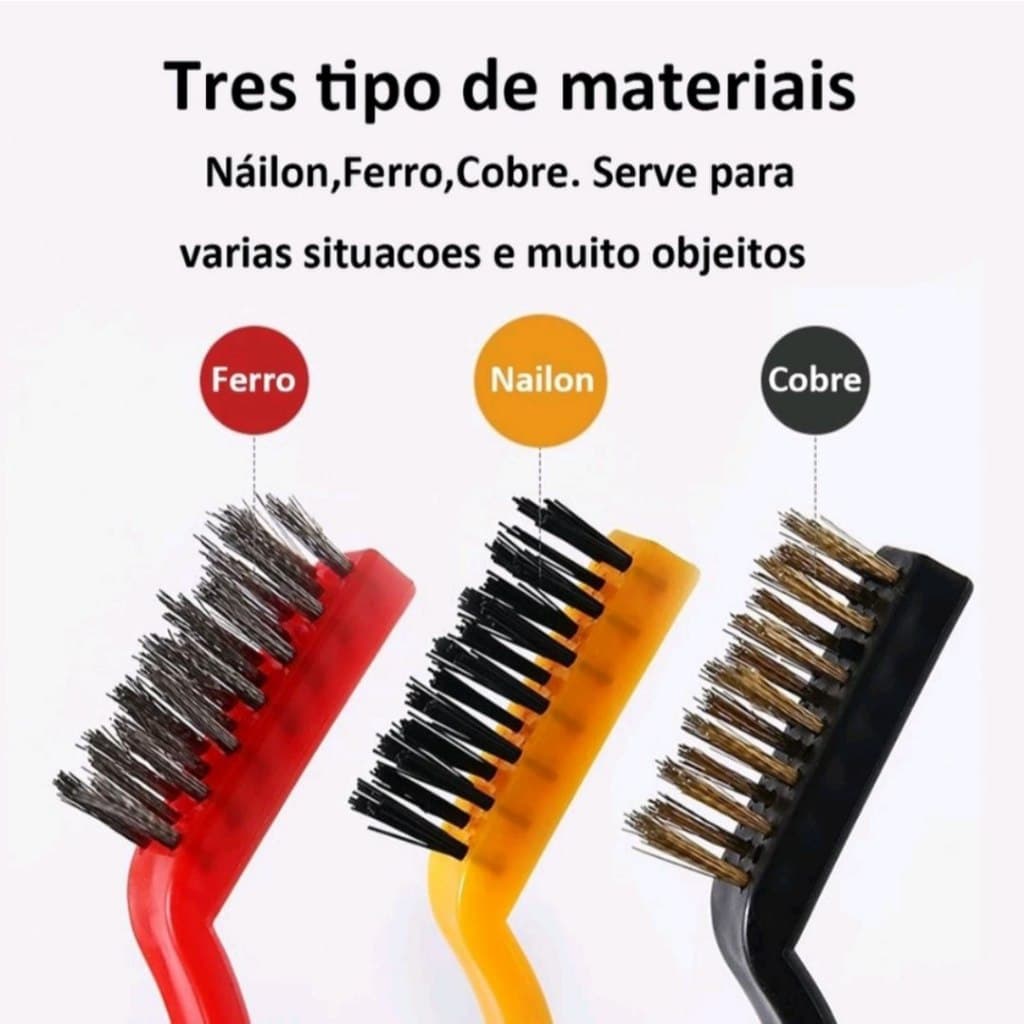 Escova De Aço Para Limpar Grelha De Churrasco Limpeza Kit 6 Peças - Material Aço - Latão - Nylon