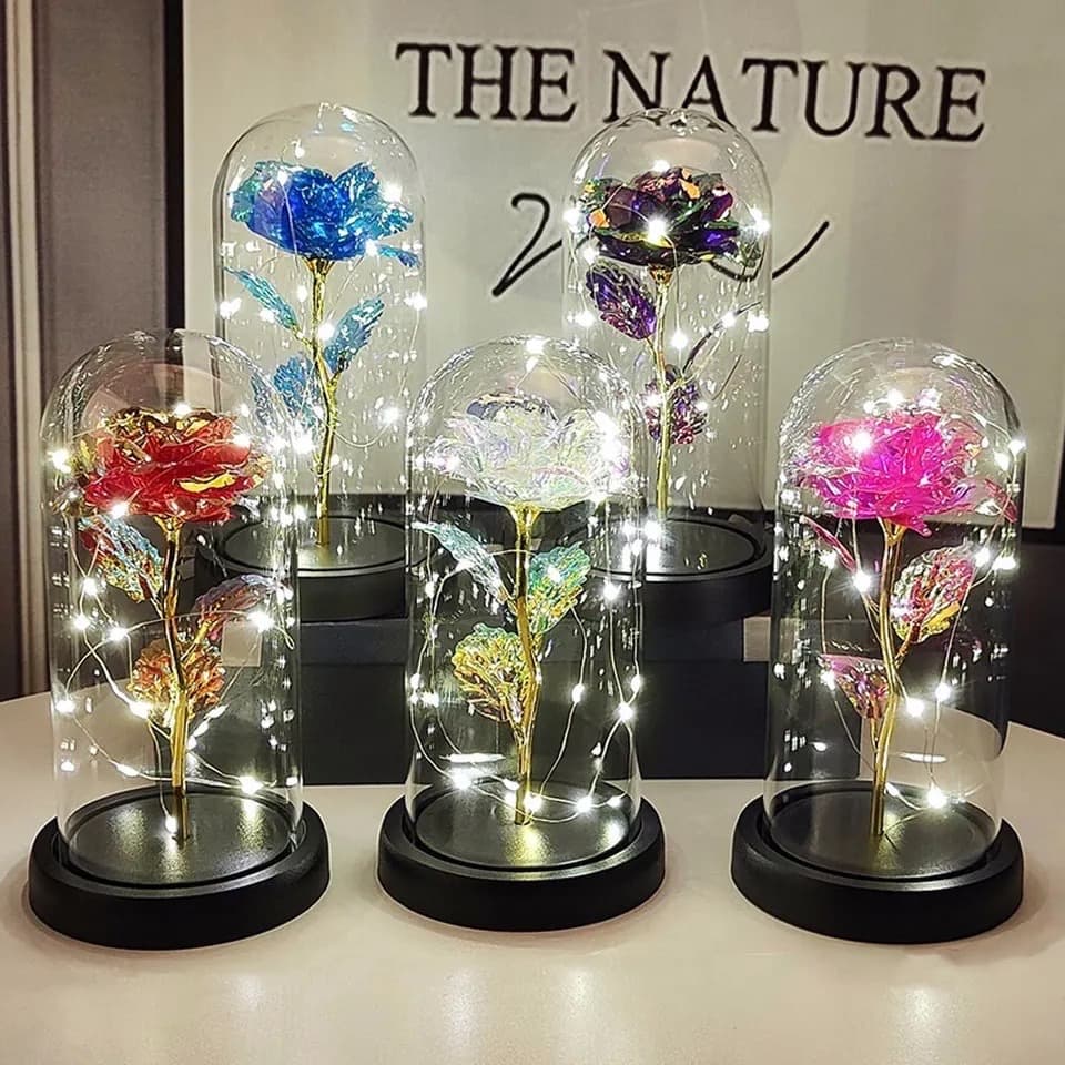 Decoração luminária flor bela e a fera com led