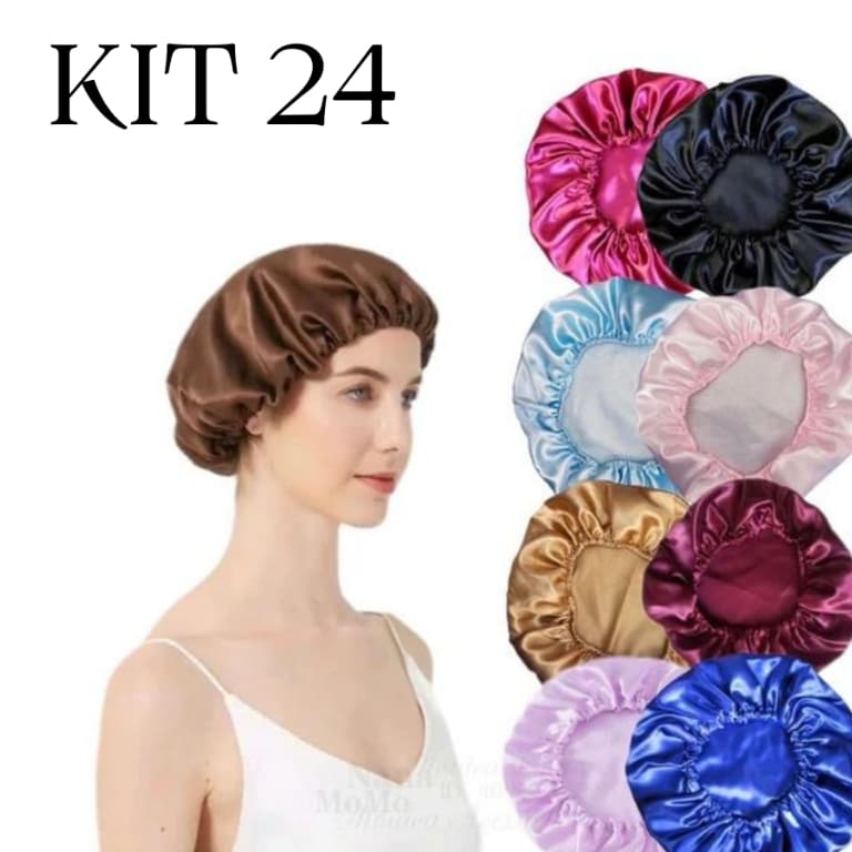 kit 24 unidade touca de cetim anti frizz