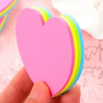 Folhas Bloco De Anotação Adesivo Post-it Recados Coração -papelaria.
