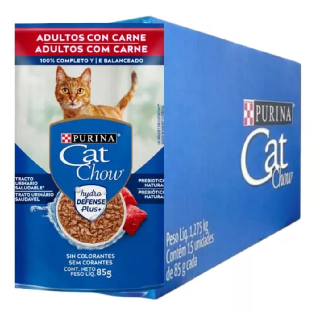 Sachê Cat Chow Carne ao Molho 85g Kit Com 15 Sachês