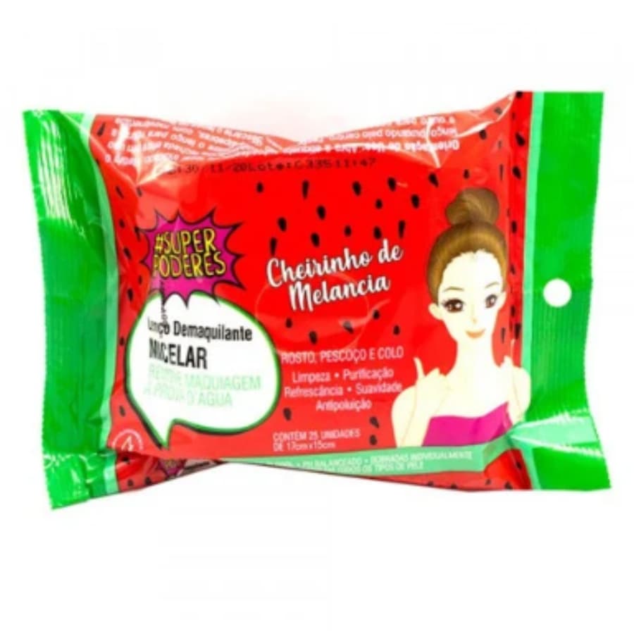 Lenço Demaquilante Micelar Melancia - Super Poderes