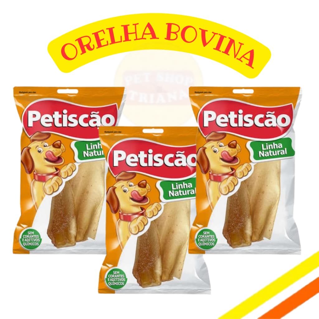 Orelha Bovina Desidratada Petiscão Petisco Natural para Cachorro