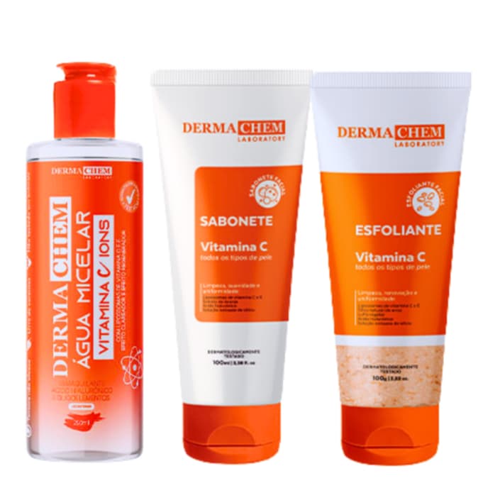 Kit Skin Care Facial Dermachem Vitamina C Clareador - 3 Itens
