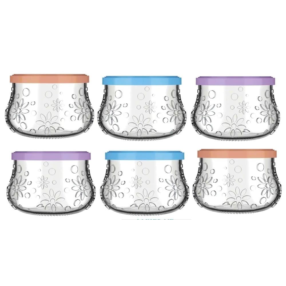 Jogo potes 200ml Nature vidro Nadir, c/Tampa, para sobremeas.