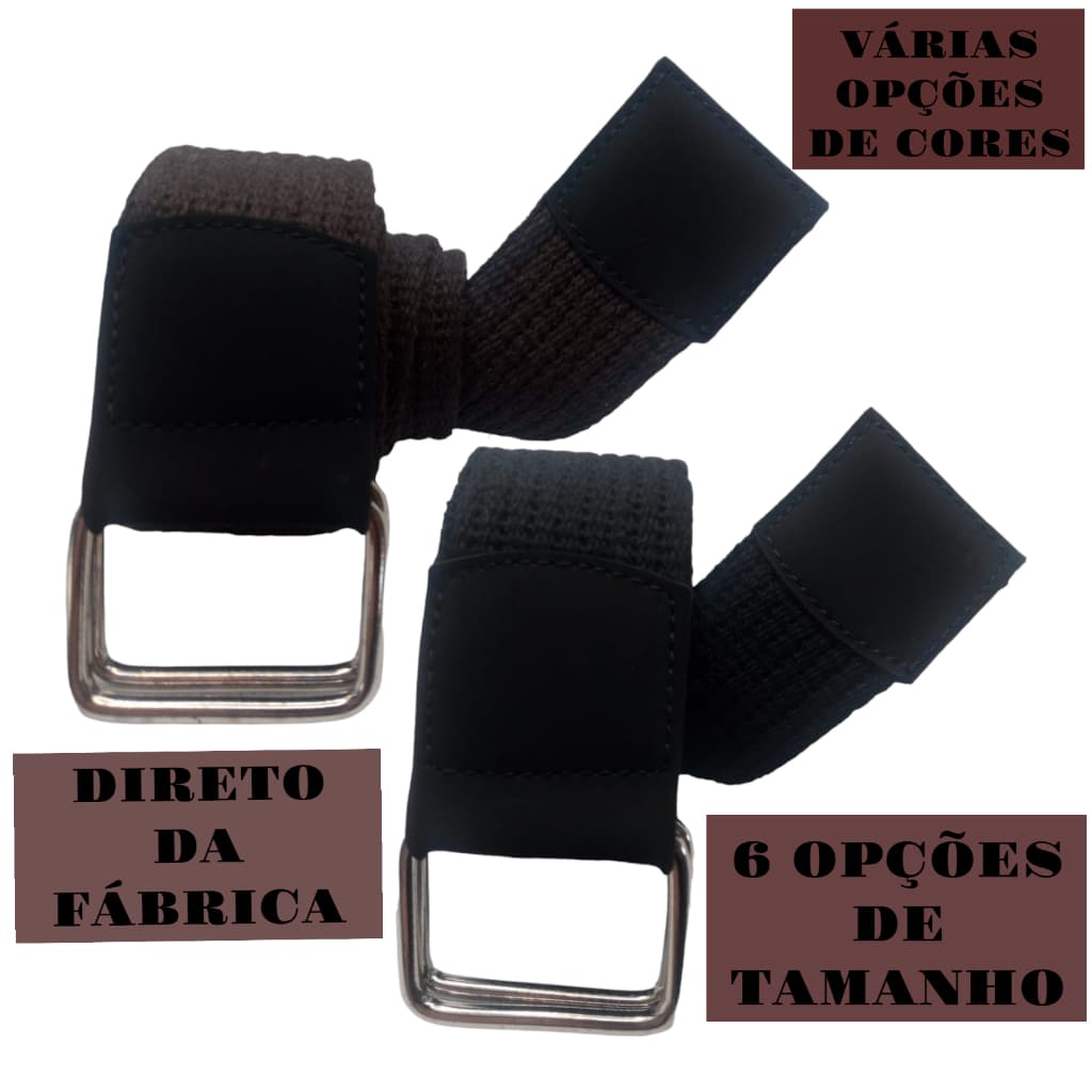 Kit 2 Cinto Masculino Preto e Marrom em Lona Premium Modelo Meia Argola ( Quadrada ) Lançamento