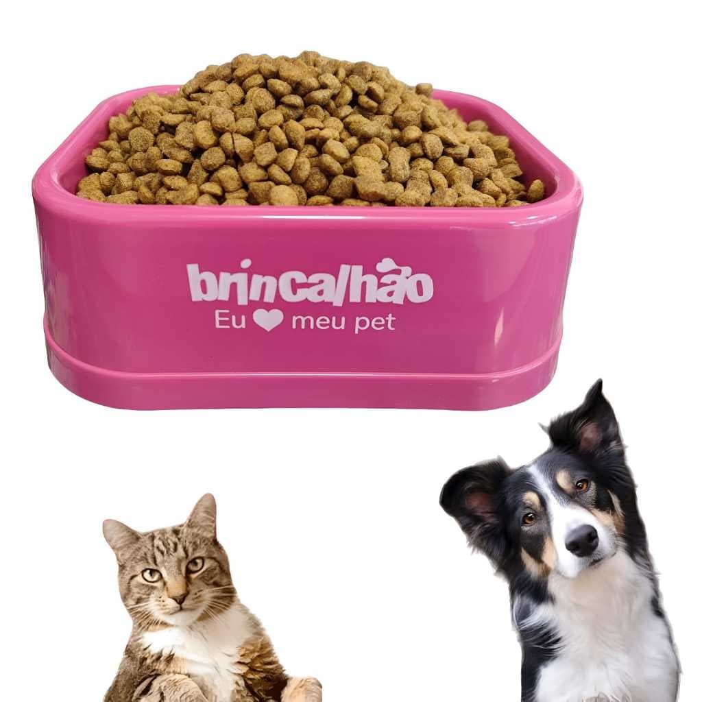 Comedouro Bebedouro Pet Para Cães Gatos Cachorro Pet Pote Tigela Vasilha 650ml Plástico Dog Cor Rosa